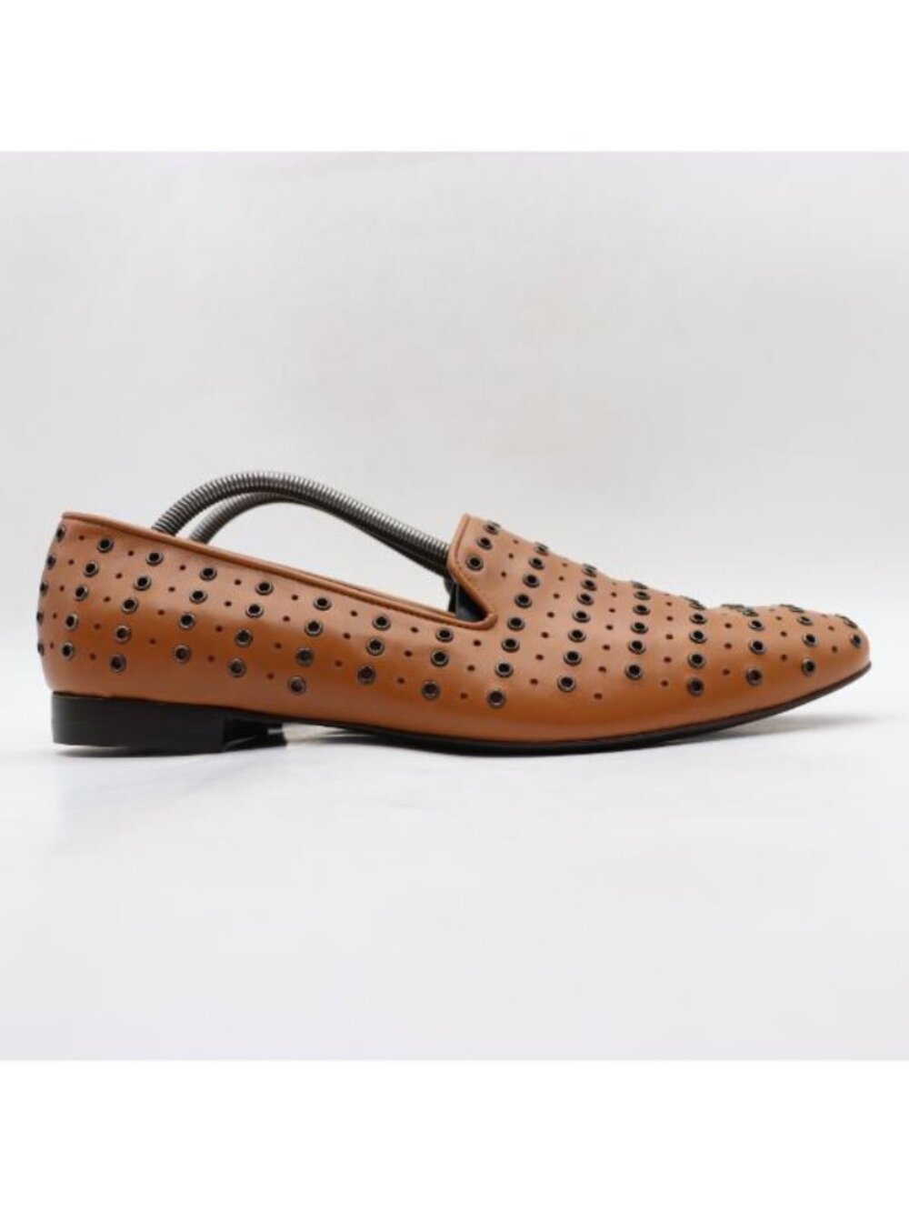 GIACOMORELLI Men's Size 11.5 Studded Brown Leather Venetian Loafers Slip On Shoe